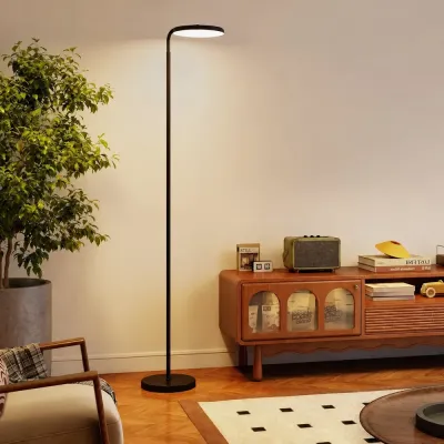 Golvlampa LED med Fjärrkontroll Svart Metall och Silikon