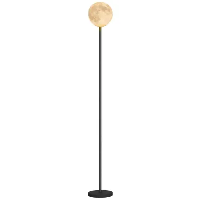 Golvlampa med Månskärm Fotkontakt 3 Färgtemperaturer, Svart