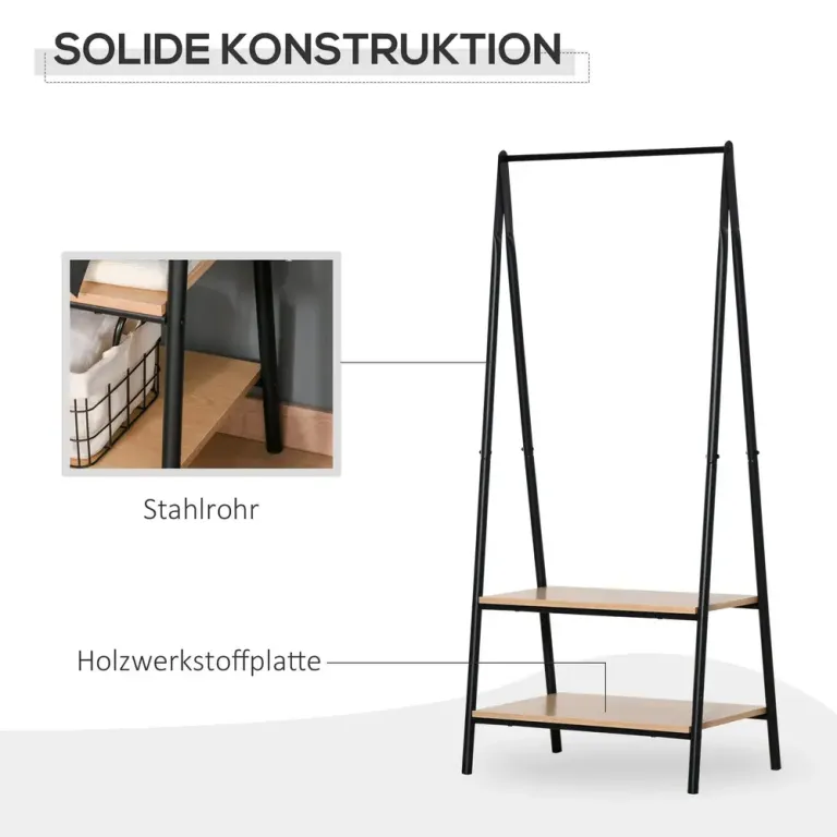 Klädställ med Skoställ Metall och Trä 64 x 42,5 x 149 cm
