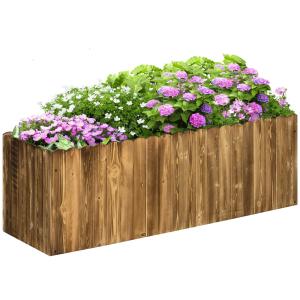 Odlingslåda i Granträ, Upphöjd Planteringsbänk för Örter och Grönsaker, Ergonomisk Trädgårdsodling, Natur, 120 x 40 x 40 cm