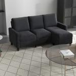 Hörnsoffa L-Form Soffa Mörkgrå av Tyg och Trä för Vardagsrum Soffset med Vändbar Schäslong Modern Design Bekväm 197 x 139 x 91 cm