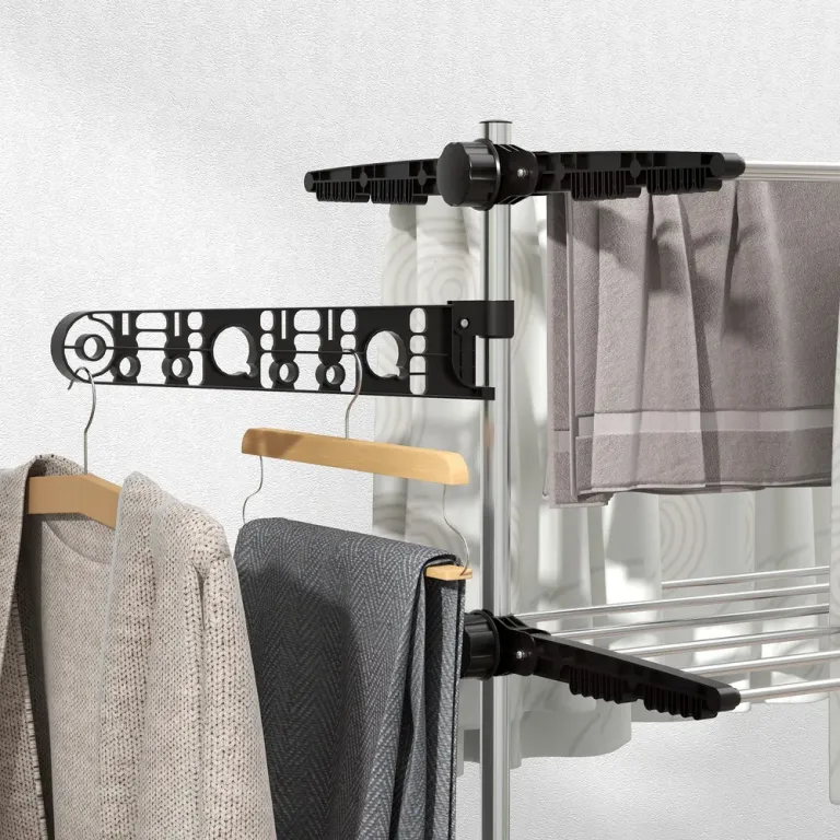 Torkställning Klädtork med Hjul Svart 142 x 55 x 172 cm