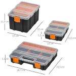 Verktygsförvaringslåda, 4-pack, Multifunktionell Sorteringslåda för Smådelar, Plast, Orange + Svart, 28,7 x 22,5 x 5,5 cm