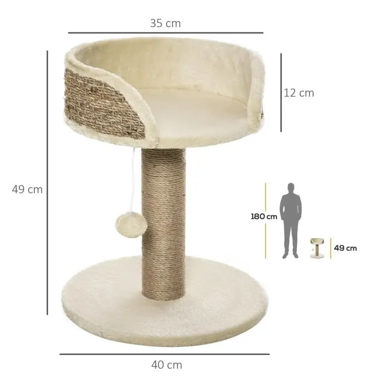 Klösträd Krämvit av Sisal och Plysch 49 cm