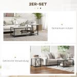 Soffbord Sidobord Marmorlook av Stål för Vardagsrum och Sovrum Set med 2 Bord i Modern Design