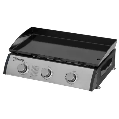 Gasolgrill Bordsgrill 3 Brännare Silver 63 x 48 x 21 cm