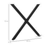 Bordsben i Stål X-Form 2-Pack, Robusta Bordsunderreden för DIY-Projekt, Modern Design för Matbord och Skrivbord, Svart, 72 cm
