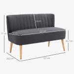 Soffa 2-sits Mörkgrå Tyg för Vardagsrum Bekväm Soffa med Mjuk Stoppning och Lättskött Klädsel Robust 117x57x77 cm