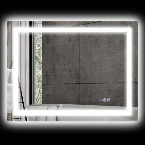 Badrumsspegel Väggspegel LED Silver av Glas för Badrum 80 x 60 cm med Belysning 3 Ljusfärger Touch Omkopplare IP44