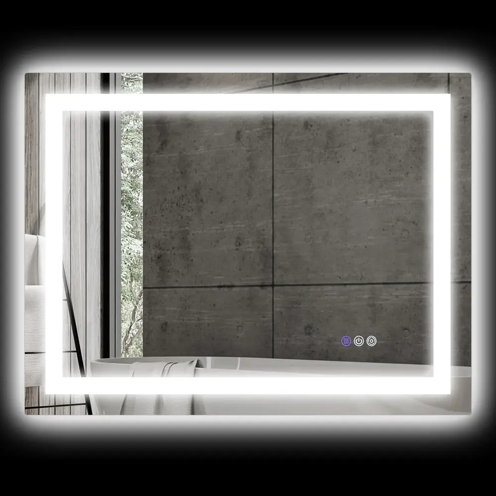 Badrumsspegel Väggspegel LED Silver av Glas 80 x 60 Cm