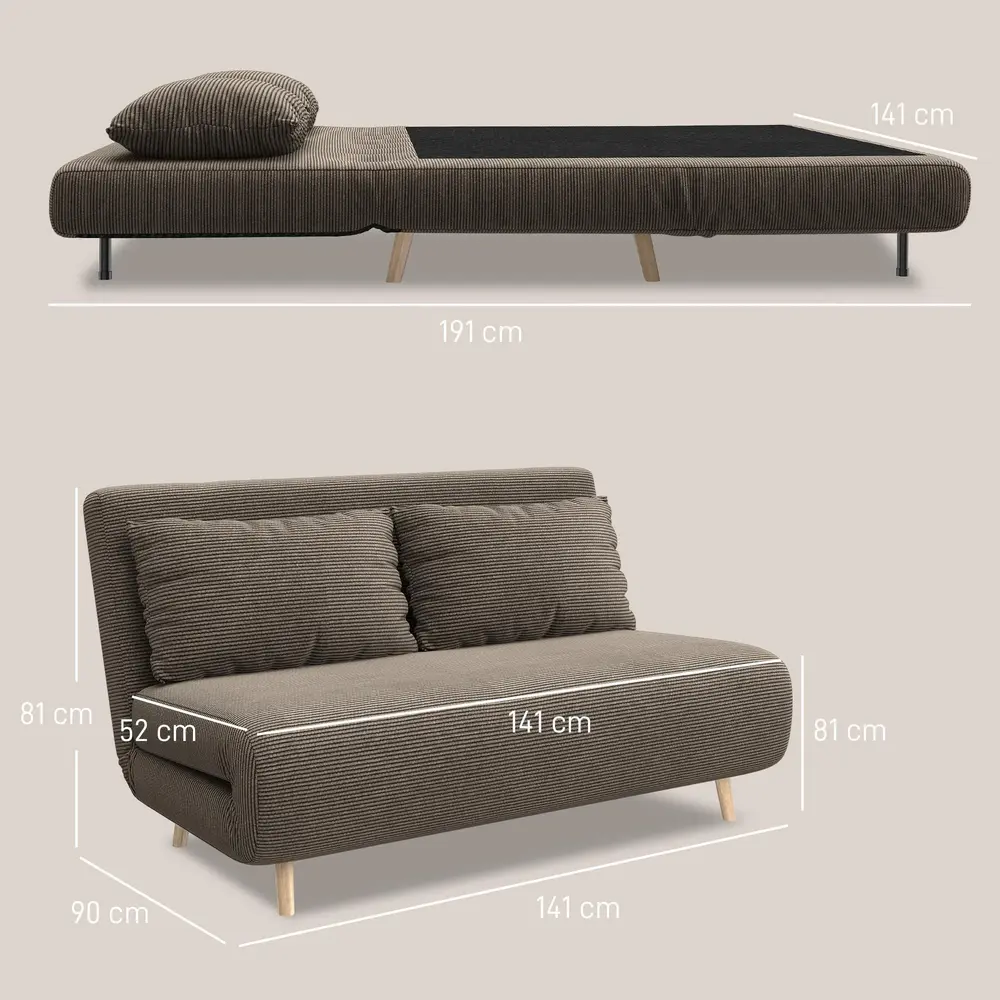 Bäddsoffa Gästsäng Ryggstöd med Tre 141 x 90 x 81 Cm