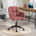 Skrivbordsstol Ergonomisk med Justerbar Höjd i Sammetsoptik för Kontor Ergonomisk och Stabil Rosa Tyg och Metall upp till 120 kg