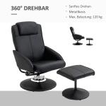 Vilstol med Fotpall, Konstläderfodral, Liggande, Ergonomisk Design, Svart