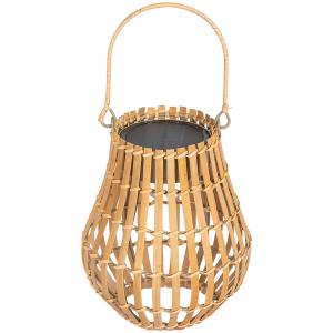 Sollampa Trädgårdslampa Natur av Bambu för Trädgård och Terrass USB Uppladdningsbar med Handtag 3 Ljusa Färger IP44