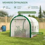Folieväxthus Tunnelväxthus Vit av Galvaniserat Stål och PE för Trädgård och Balkong med Rulldörr Väderbeständigt 3,58 x 2,1 x 2,1 m