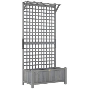 Odlingslåda Hållbar Mörkgrå Trä för Trädgård och Altan med Spaljé och Tak Robust Planteringslåda för Klätterväxter 90 x 45 x 183 cm