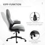 Kontorsstol Skrivbordsstol Grå av Tyg och Metall för Hemmakontoret Ergonomisk med Vippfunktion och Justerbara Armstöd Mjuk Dyna