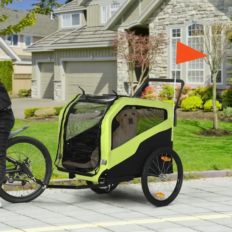 Hundvagn Hundcykelvagn 2-i-1 med Reflexer Grön av Oxford