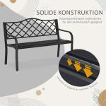 Trädgårdsbänk i Gjutjärn, Klassisk Parkbänk för 2 Personer, Robust Utemöbel med Ryggstöd, Svart, 128 x 58,5 x 89 cm