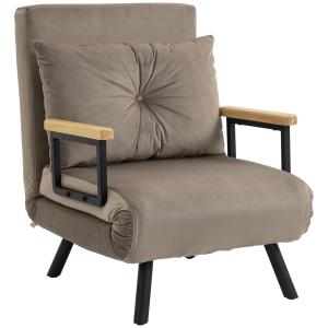 Fåtöljssäng Bäddfåtölj Ljusbrun av Sammet och Metall för Gästrum Hopfällbar Säng med Justerbart Ryggstöd 63 x 73 x 81 cm