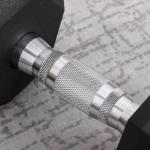 Hexagon Hantel i Gjutjärn, Gummerad Vikt med Räfflat Grepp, Ergonomisk Hantel för Styrketräning och Fitness, Svart, 1 x 12,5 kg