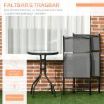 Bistroset i Metall 3 Delar, Kompakt Balkonggrupp med Bord och Två Stolar, Hopfällbar Utemöbel, Grå