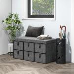 Skobänk Garderobsbänk med 6 Lådor Mörkgrå av Linnelook ve Tyg för Hall ve Entré Skokista för 6 Par Skor 76,5 x 38 x 38 cm