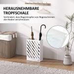 Paraplyställ Paraplyhållare med 4 Krokar Vit av Stål för Hall Ställ med Vattenuppsamlingsbricka 28 x 14 x 41 cm