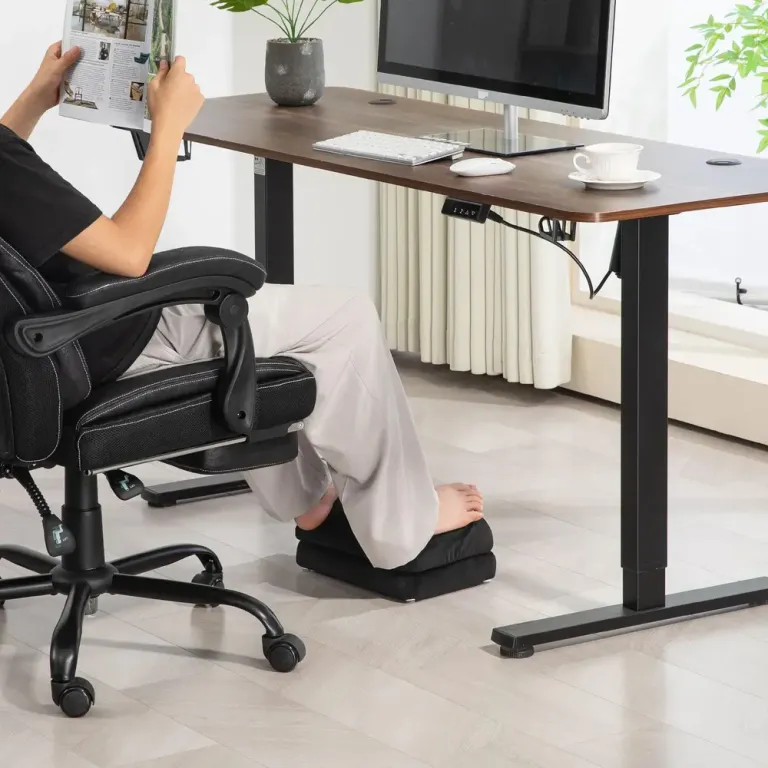 Fotstöd Fotpall Svart av Sammet och Hemmakontor Ergonomiskt