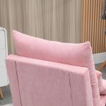 Öronlappsfåtölj med Pall, Bekväm Relaxstol med Fällbart Ryggstöd, Elegant Vilostol i Rosa Tyg, Rosa, 68 x 91,5 x 88 cm