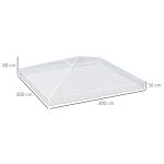 Ersättningstak Paviljongtak Skyddskåpa Transparent av Plast för Trädgårdspaviljong Vattentätt och Vintertätt Tak 3 x 3 m