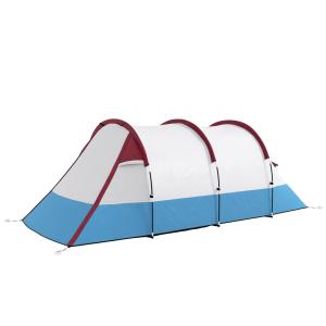 Campingtält Tunneltält för 3 Personer Röd av Polyester för Camping och Trädgård Vindtätt Familjetält med Markis 2000 mm