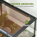 Terrarium 86 Liter Svart Glas och Metall för Reptiler Vivarium med Skjutdörr och Lås Säker Miljö för Ödlor och Insekter 60x45x32 cm