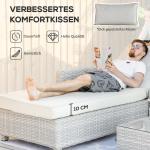 Loungegrupp i Konstrotting 3 Delar, Modulär Utemöbel med Sidobord och Dynor, Elegant Design för Trädgård, Grå/Beige