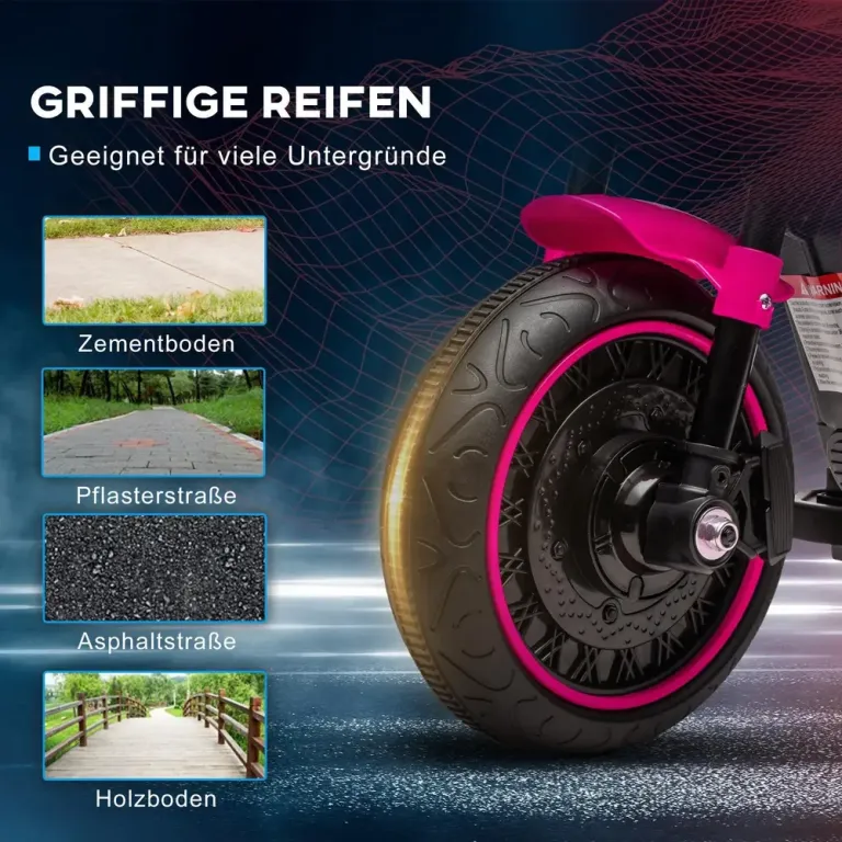 Elmotorcykel Elbil för Barn Rosa av Metall och Plast