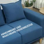 Soffa Loveseat 2-Sits Liten Soffa Blå av Sammet och Trä för Vardagsrum Modern Stoppad Soffa med Djupa Säten 133 x 73 x 81 cm
