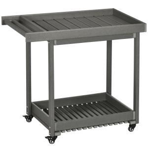 Serveringsvagn för Utomhusbruk, Rullbar Grillvagn med Handdukshållare, Praktisk Avlastningsyta för Trädgård, Natur, 87 x 50 x 80 cm