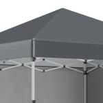 Hopfällbar Paviljong Campingtält Mörkgrå av Stål och Tyg för Trädgård och Terrass med Sidoväggar och UV-Skydd Sandsäck 2,97 x 2,97 m