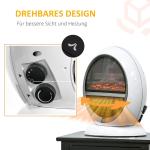 Mini Elektrisk Kamin för Bord, Kompakt Värmefläkt med LED-Eld, Portabel Värmare för Skrivbord och Vardagsrum, Vit, 30,5 x 18 x 35 cm, 1500 W