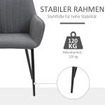 Matsalsstolar i Linnetyg 2-Pack, Bekväma Kökstolar med Armstöd och Metallben, Modern Design för Matplatsen, Mörkgrå, 59,5 x 56,5 x 81 cm