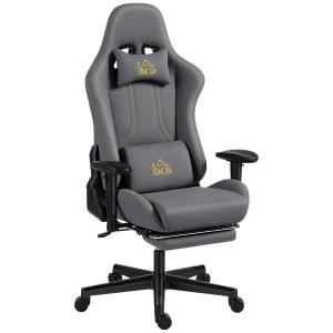 Ergonomisk Gaming Kontorsstol med 3D-armstöd, Justerbar med Svankstöd, Grå