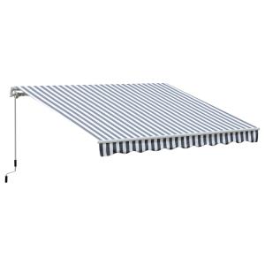 Ledarmsmarkis med Handvev, Solskydd för Balkong, Aluminium, Grå/Vit, 2,95 x 2,45 m