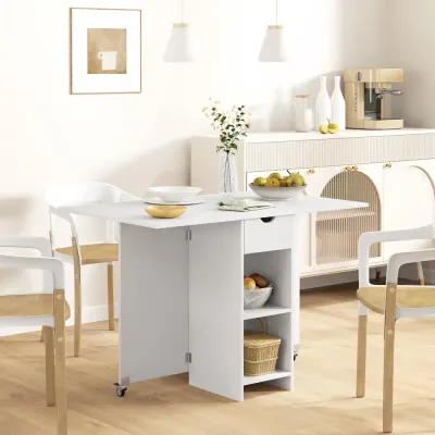 Matbord Fällbord Mobilt Köksbord Vit 114,5 x 70 x 75 cm