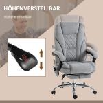 Ergonomisk Kontorsstol med Massagefunktion, Fotstöd, Vridbar och Rullbar, Grå