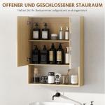 Badrumsskåp med Spegel Ekfärgad MDF för Badrum Väggskåp med Öppen Hylla och Spegeldörr Modern Förvaring och Platsbesparande Design