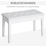 Pianopall Prisvärd Vit Massivträ för Piano och Keyboard med Förvaring och Dyna i Konstläder för Musiker 76 x 36 x 50 cm