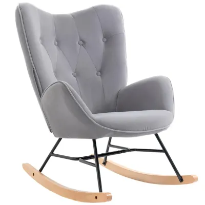 Gungstol Amningsstol Ergonomisk Fåtölj Ljusgrå