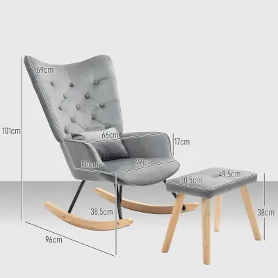 Gungstol Amningsstol Mörkgrå av Sammet 66 x 96 x 101 cm