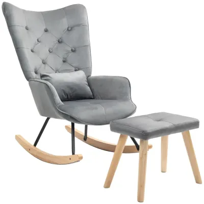 Gungstol Amningsstol Mörkgrå av Sammet 66 x 96 x 101 cm