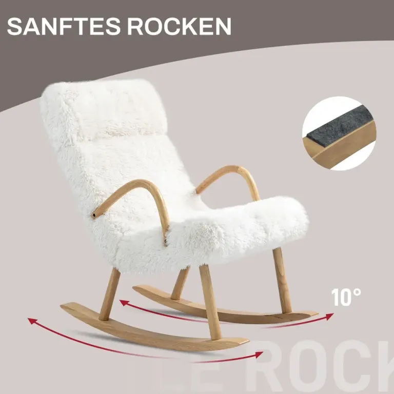 Gungstol Amningsstol Vit av Ulllook och Trä Fåtölj